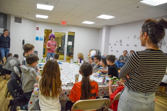 Photo of a birthday party in the Clubhouse.