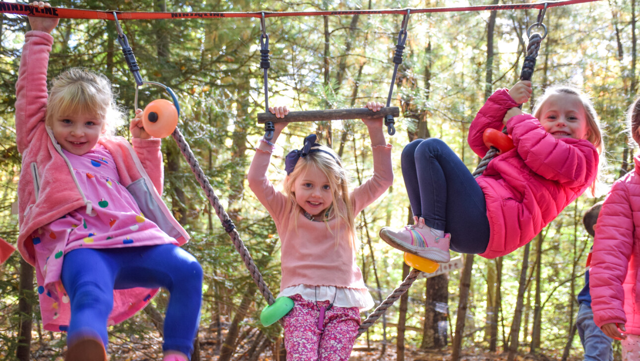 three girls at the Hingham JCC Early Learning Center.